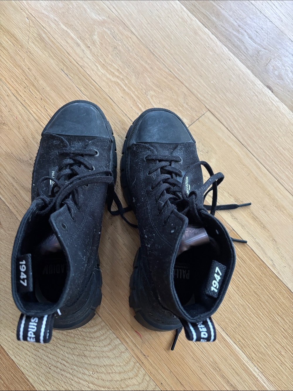 Palladium Black Canvas Lace-Up Ankle Boots